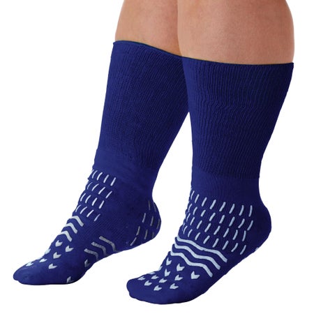 Slipper Socks Confetti Treads® Unisex Adult 5X-Large All Around Tread Single Patient Use Blue