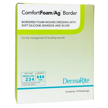 Silver Foam Dressing ComfortFoam/Ag™ Border 6 X 6 Inch Square Sterile