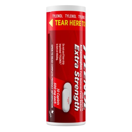 Pain Relief Tylenol® Extra Strength 500 mg Strength Acetaminophen Caplet 10 per Bottle
