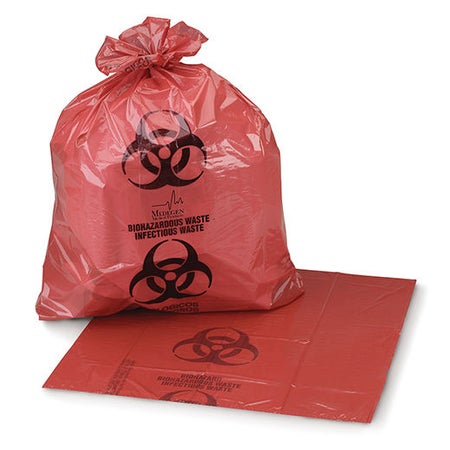 Biohazard Waste Bag Biohazard Symbol / Biohazardous Waste / Infectious Waste 12 to 16 gal. Red 24 X 32 Inch