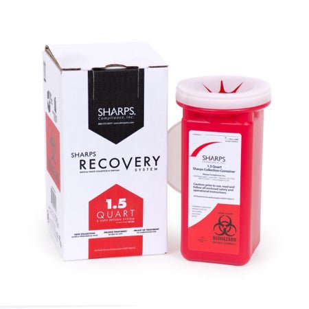 Mailback Sharps Container Sharps Recovery System™ Red Base Vertical Entry 0.375 Gallon