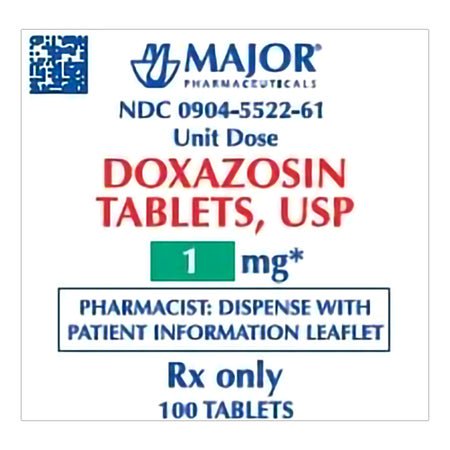 Doxazosin Mesylate 1 mg Tablet 100 Tablets