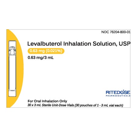 Levalbuterol HCl, Preservative Free 0.63 mg / 3 mL Solution 30 Vials