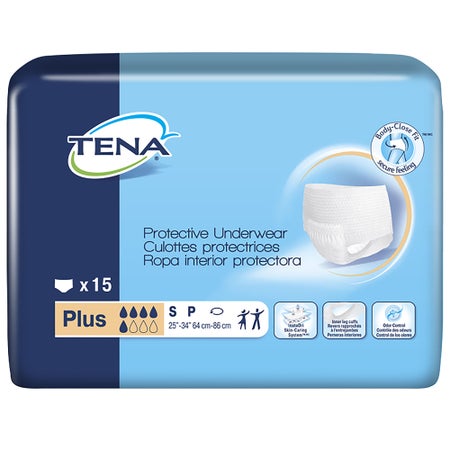 Absorbent Underwear TENA ProSkin™ Plus Pull On with Tear Away Seams Adult Small Unisex Disposable Moderate Absorbency