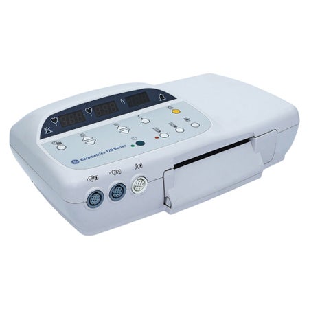 Refurbished Fetal Monitor Corometrics® 172 Series FECG Mode: Peak Detecting, Beat-to-Beat Cardio tachometer, 30 to 240 bpm Heart Rate, ±1 bpm resolution; Ultrasound Mode: Pulsed Doppler with Autocorrelation Processing, 9-Crystal Transducer, 2 kHz Frequency; Uterine Activity Mode: Strain Gauge: 0 to 100 mmHg, 1 mmHg Resolution; Tocotransducer: 0 to 100 Relative Units, 1 Relative Unit Resolution