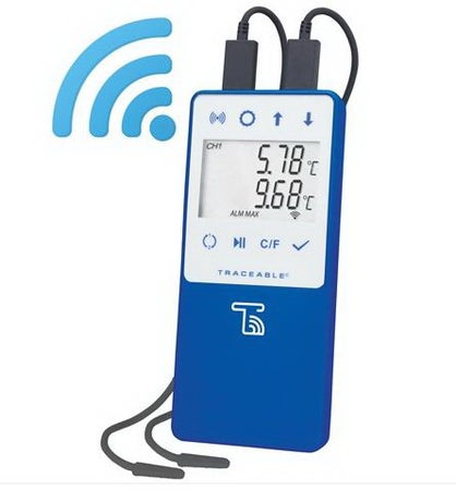 Datalogging Refrigerator / Freezer Thermometer with Alarm TraceableLIVE® Fahrenheit / Celsius -58° to +140°F (-50° to +60°C) 2 Bullet Probes Handheld Battery Operated