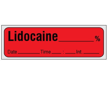Drug Label Shamrock Syringe Label LIDOCAINE _____ % / Date _____ Time _____ Int. _____ Red 1/2 X 1 Inch
