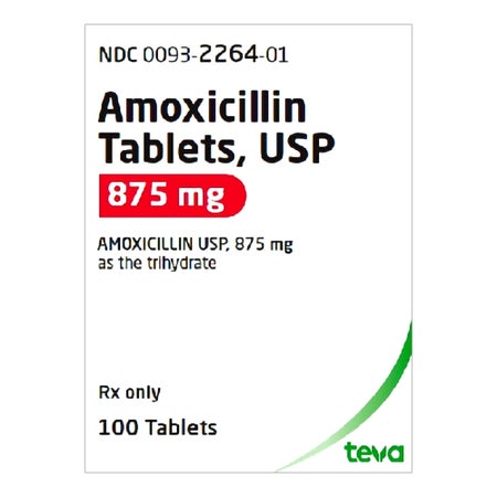 Amoxicillin 875 mg Tablet 100 Tablets