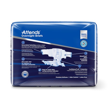 Incontinence Brief Attends® Overnight Adult Medium Unisex Disposable Heavy Absorbency