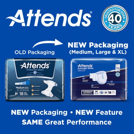Incontinence Brief Attends® Overnight Adult X-Large Unisex Disposable Heavy Absorbency