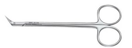 Peripheral Vascular Scissors Jarit® Diethrich-Potts 5-1/4 Inch Length OR / Surgical Grade German Stainless Steel NonSterile Finger Ring Handle Angled 45°, Beveled Sharp Tip / Sharp Tip
