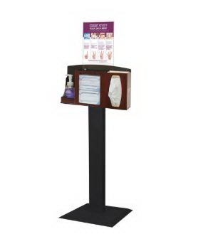 Hygiene Dispensing Station Signature Series Floor Stand Cherry / Black / Clear 18 X 18 X 58.36 Inch, 3 Compartment ABS Plastic / Powder-Coated Steel / PETG Plastic