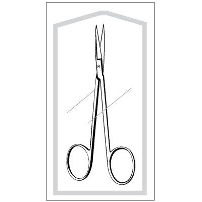 Iris Scissors Merit Sterile™ 4-1/2 Inch Length Floor / Office Grade Pakistani Stainless Steel Sterile Finger Ring Handle Straight Sharp Tip / Sharp Tip