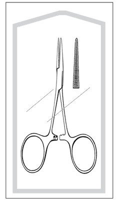 Mosquito Forceps Merit Sterile™ Hartmann 3-1/2 Inch Length Floor / Office Grade Pakistani Stainless Steel Sterile Locking Finger Ring Handle Straight Serrated Tips