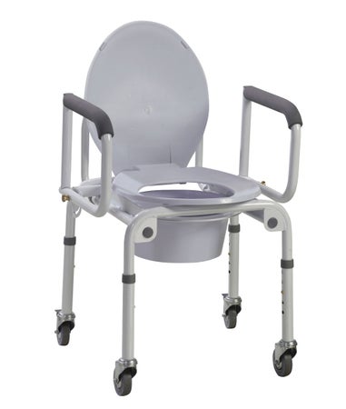 Commode Chair Fabrication Enterprises Drop Arms Steel Frame With Backrest 300 lbs. Weight Capacity