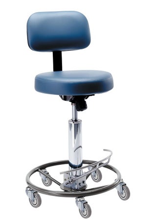 Surgical Stool Padded Backrest Hydraulic Height Adjustment 5 Casters Gray