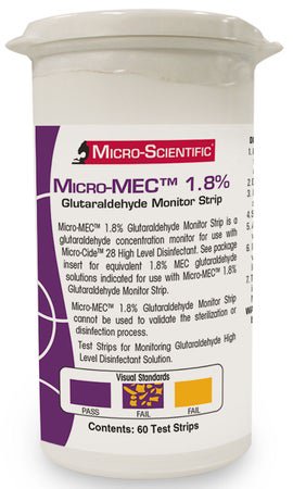Glutaraldehyde Concentration Indicator Micro-MEC™ Pad 60 Test Strips Bottle Single Use