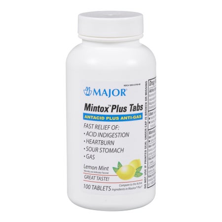 Antacid Mintox Plus 200 mg - 200 mg - 25 mg Strength Chewable Tablet 100 per Bottle