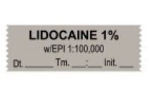 Drug Label UAL™ Anesthesia Label Tape Lidocaine 1% w/EPI 1:00 Gray 1/2 X 1 Inch