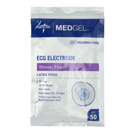 ECG Stress Electrode MedGel™ Snap Connector Foam Backing Adult 50 per Pack