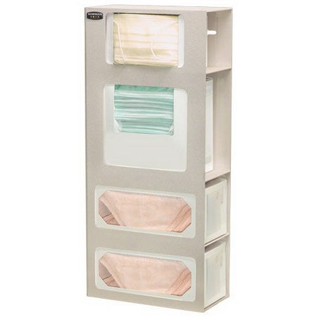 Face Mask Dispenser Wall Mount 4-Box Capacity Beige 5 X 10.63 X 25.25 Inch ABS Plastic