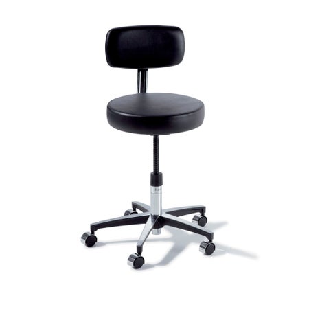 Manual Screw Adjust Stool Ritter® 275 Classic Series With Backrest Pneumatic Height Adjustment 5 Casters Obsidian