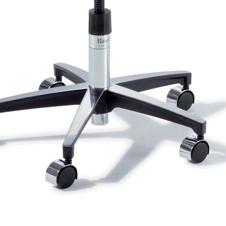 Manual Screw Adjust Stool Ritter® 275 Classic Series With Backrest Pneumatic Height Adjustment 5 Casters Obsidian