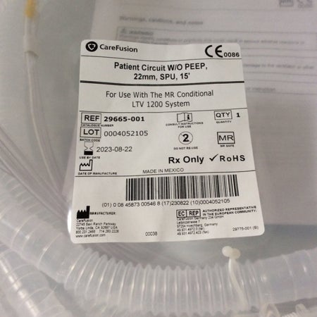 LTV Series Ventilator Circuit Corrugated Tube 96 Inch Tube Dual Limb Adult Without Breathing Bag Single Patient Use