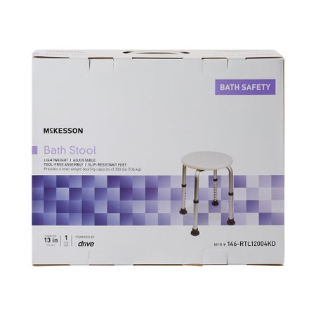 Shower Stool McKesson Without Arms Aluminum Frame Without Backrest 13 Inch Seat Width 300 lbs. Weight Capacity
