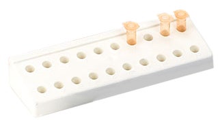 Heavy Duty Microtube Rack Globe® Scientific 20 Place 1.5 to 2.0 mL Tube Size White 1-2/5 X 2-3/4 X 8-1/4 Inch