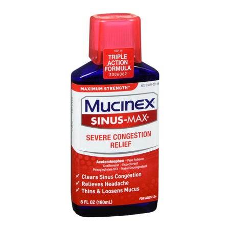 Cold and Sinus Relief Mucinex® Severe Sinus 650 mg - 400 mg - 10 mg / 20 mL Strength Liquid 6 oz.