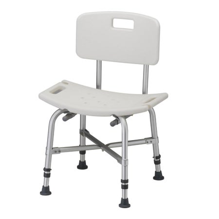 Bath Bench Nova Without Arms Aluminum Frame With Backrest 20 Inch Seat Width 500 lbs. Weight Capacity