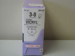 Absorbable Suture with Needle Coated Vicryl™ Polyglactin 910 CT-1 1/2 Circle Taper Point Needle Size 3-0 Braided
