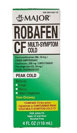 Cold and Cough Relief Robafen® CF 10 mg - 100 mg - 5 mg / 5 mL Strength Liquid 4 oz.
