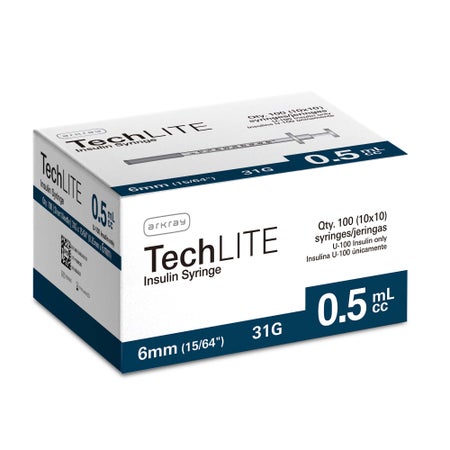 Standard Insulin Syringe with Needle Techlite® 0.5 mL 15/64 Inch 31 Gauge NonSafety Thin Wall