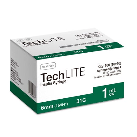 Standard Insulin Syringe with Needle Techlite® 1 mL 15/64 Inch 31 Gauge NonSafety Thin Wall