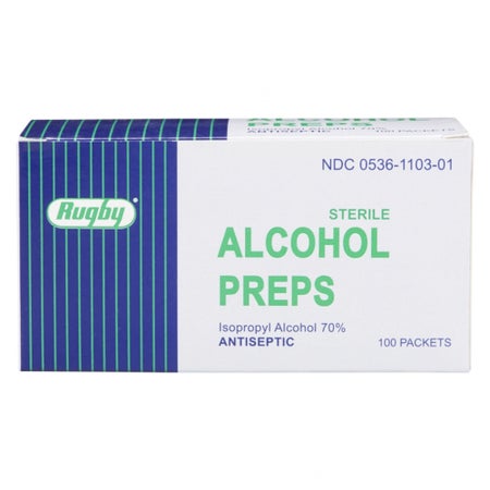 Alcohol Prep Pad Rugby® 70% Strength Isopropyl Alcohol Individual Packet Sterile