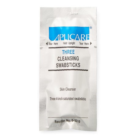 Impregnated Swabstick Aplicare® 0.1% Strength BZK (Benzalkonium Chloride) Individual Packet NonSterile