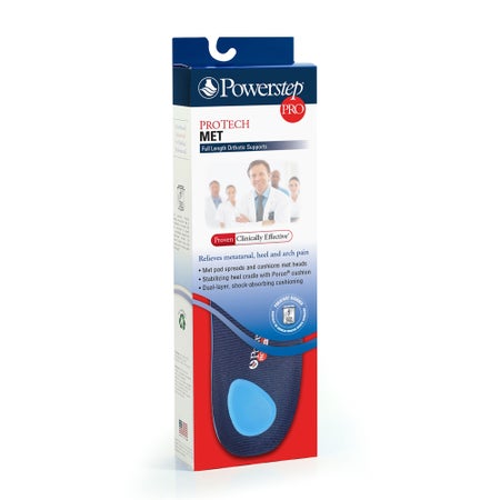 Orthotic Insert Powerstep® ProTech Met Full Length EVA / Polyester / Polypropylene / Poron® Men 14 to 15 Blue / Red