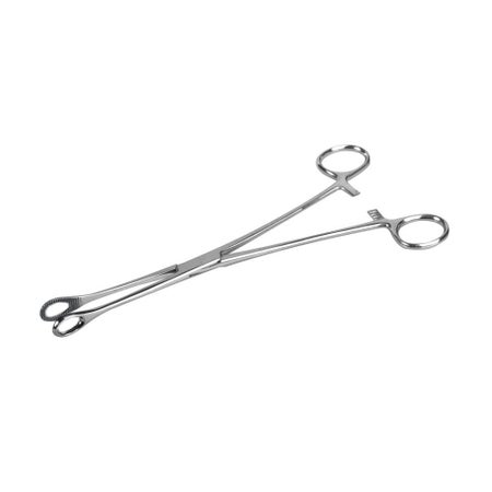 Sponge Forceps Medline® 9-1/2 Inch Length Floor / Office Grade Stainless Steel Sterile Locking Finger Ring Handle Straight Fenestrated Serrated Oval Tips