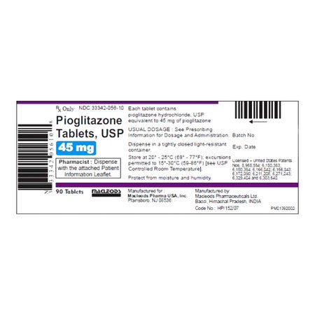 Pioglitazone HCl 45 mg Tablet 90 Tablets