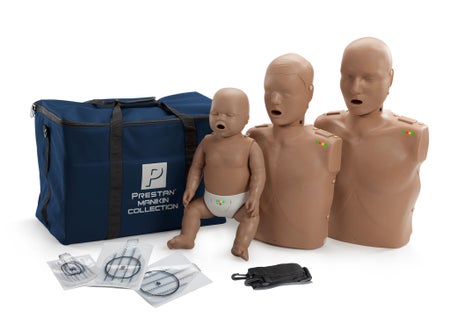 CPR Mannequin Collection Pack with CPR Monitor Prestan® Dark Skin Tone Gender Neutral Adult / Child / Infant