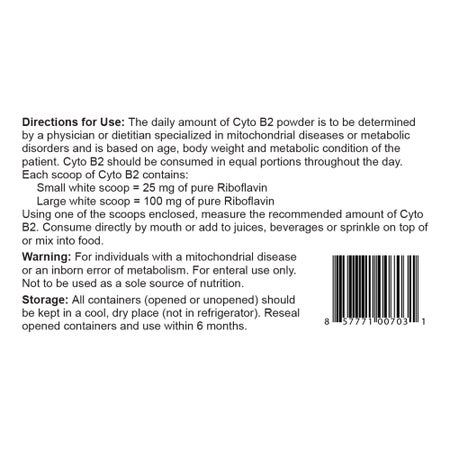 Oral Supplement Cyto B2® Unflavored Powder 100 Gram Jar