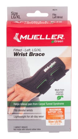 Wrist Brace Mueller® Green Plastic / Spandex Left Hand Black Large / X-Large