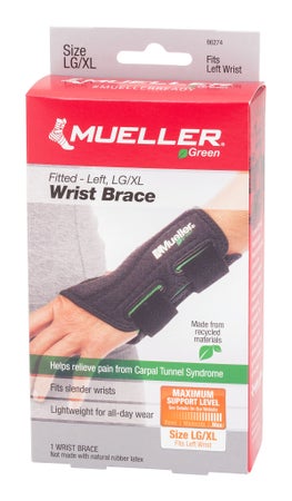 Wrist Brace Mueller® Green Plastic / Spandex Left Hand Black Large / X-Large