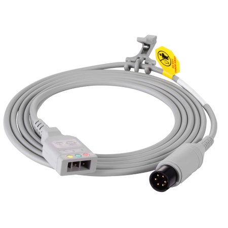 ECG Cable ECG TRUNK 3LEAD 6PIN DEFIBRILLATOR-PROOF REUSABLE For 3 individual leads- used with 01.57.471196