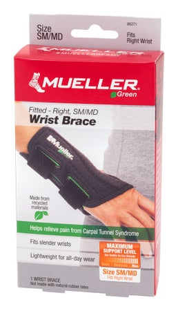 Wrist Brace Mueller® Green Plastic / Spandex Right Hand Black Small / Medium