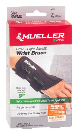 Wrist Brace Mueller® Green Plastic / Spandex Right Hand Black Small / Medium