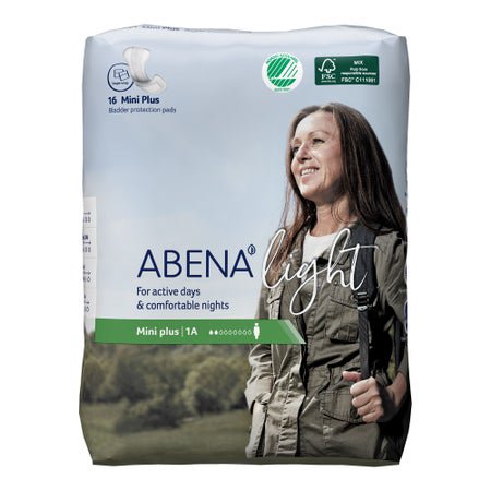 Bladder Control Pad Abena™ Light Mini Plus 11 Inch Length Light Absorbency Fluff / Polymer Core One Size Fits Most