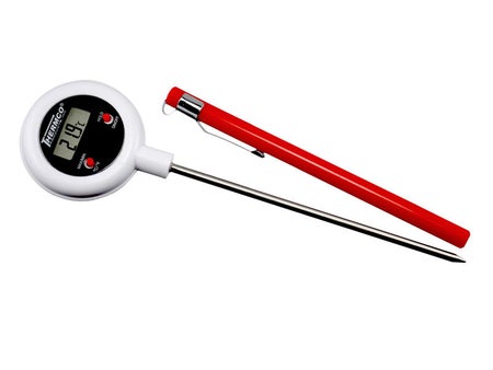 Digital Water-Resistant Thermometer Thermco® Fahrenheit / Celsius -58° to +572°F (-50° to +300°C) Stainless Steel Probe Battery Operated